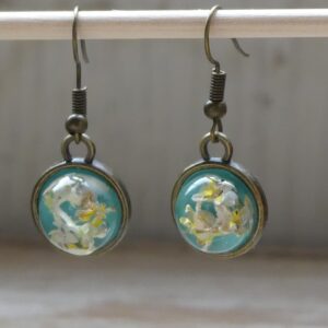 pendientes colgantes con flor de olivo - bronce viejo
