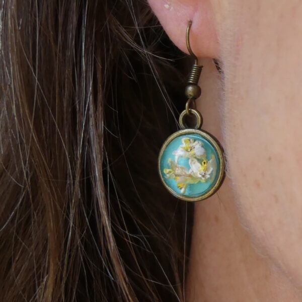 pendientes colgantes con flor de olivo - bronce viejo - foto 2