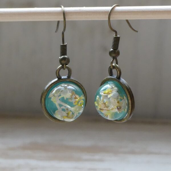 Pendientes colgantes con flor de olivo - bronce viejo - Imagen 3