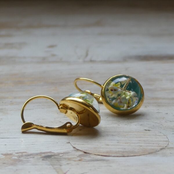 pendientes colgantes con flor de olivo - dorado - foto 3