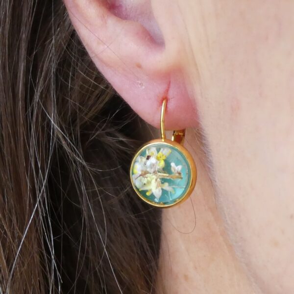 pendientes colgantes con flor de olivo - dorado - foto 5